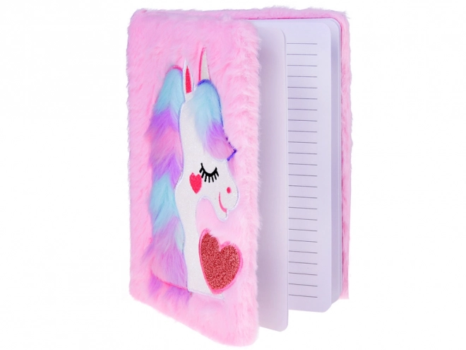 Carnet rose licorne avec cœur scintillant
