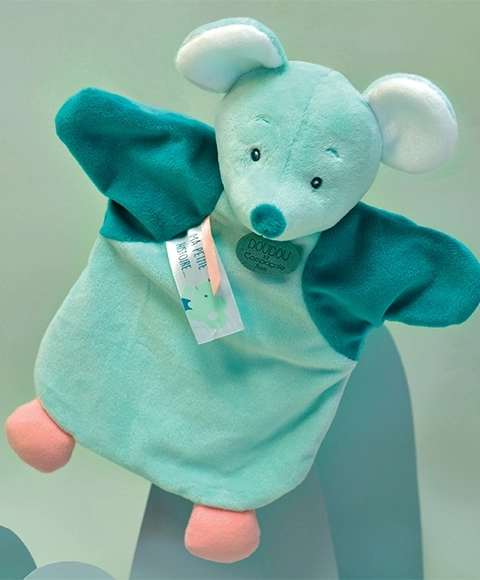 Doudou Marionnette en peluche souris 25 cm