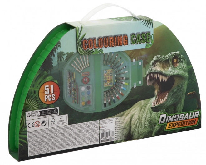 Mallette de dessin semi-circulaire Dino – 51 pièces