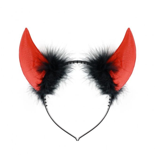Serre-tête avec cornes de diable et plumes noires