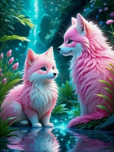 Peinture diamant - Renards roses