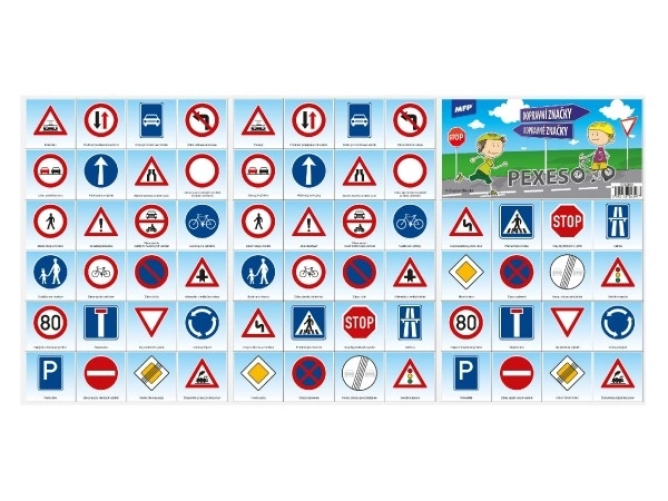 Pexeso en papier Panneaux de signalisation jeu de société 32 paires d'images 21x30cm