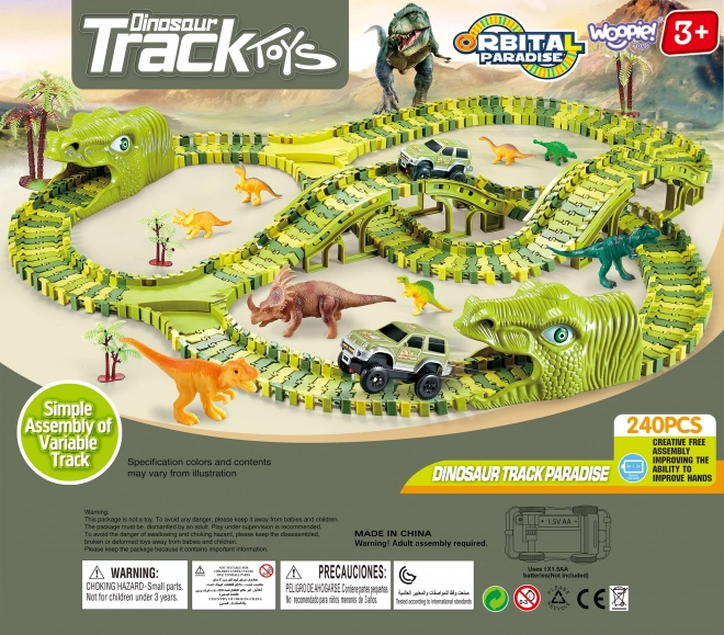 Piste de course de dinosaures avec petite voiture et figurines