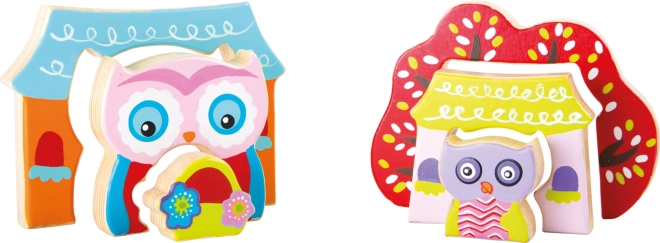 Puzzle 3D en bois Chouettes dans la maisonnette