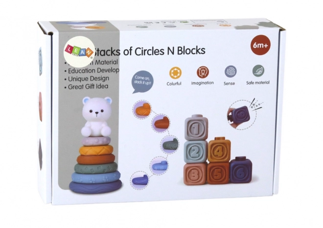 Ensemble éducatif de blocs souples pour tout-petits Ours en peluche Pyramide