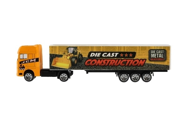Camion avec remorque métal/plastique 20cm à mouvement libre assortiment de types en boîte plastique 20x5x3cm