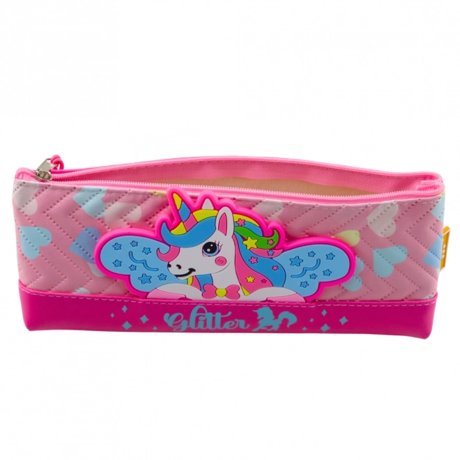 Trousse d'école avec licorne rose 20 x 8,5 cm