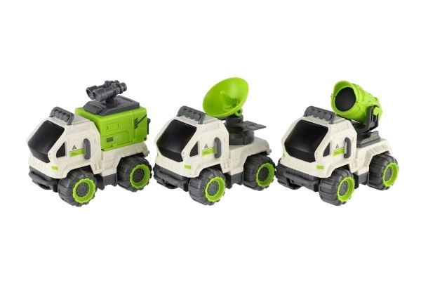 Voiture en plastique spatial 7x10cm avec volant d'inertie 3 types