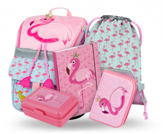 BAAGL 5 SET Zippy Flamant rose: cartable, trousse, sac, chemise, boîte