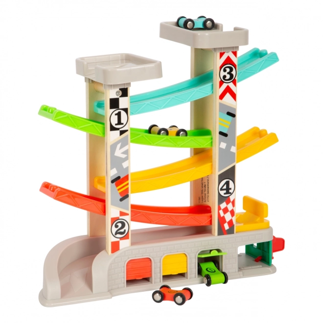 Circuit de course avec parking et garages