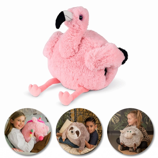 Cozy Noxxiez HW716 Plameňák - coussin chauffant en peluche 3 en 1