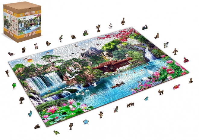 Puzzle en bois Cascades dans un jardin japonais