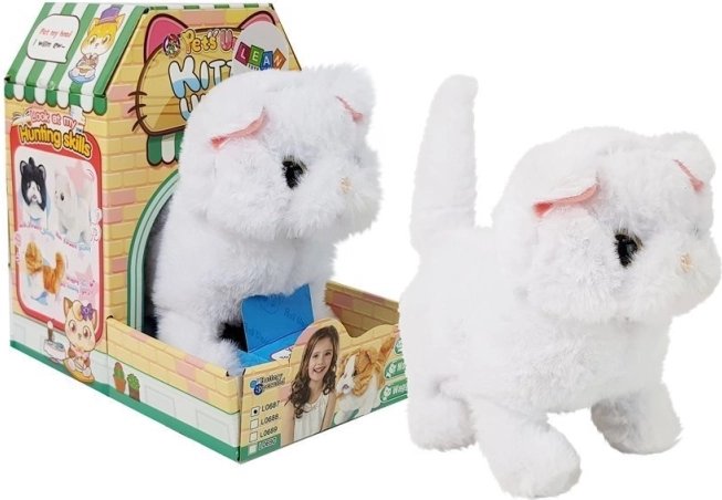 Chat persan interactif blanc à piles