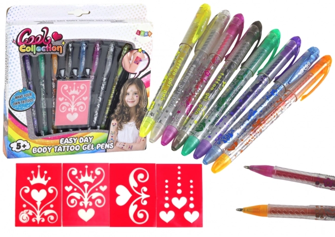 Ensemble de stylos scintillants pour tatouage 8 pcs Modèles 4 pcs.