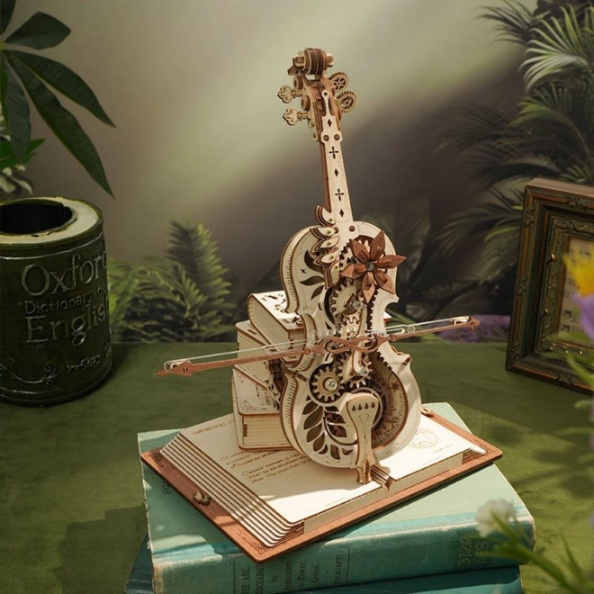 Casse-tête mécanique en bois RoboTime Violoncelle Magique (moteur électrique)