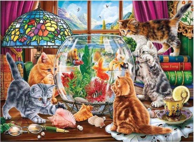 Puzzle Chatons et aquarium 1000 pièces