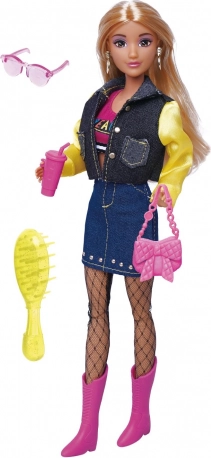 Poupée en jupe en denim avec accessoires 30 cm