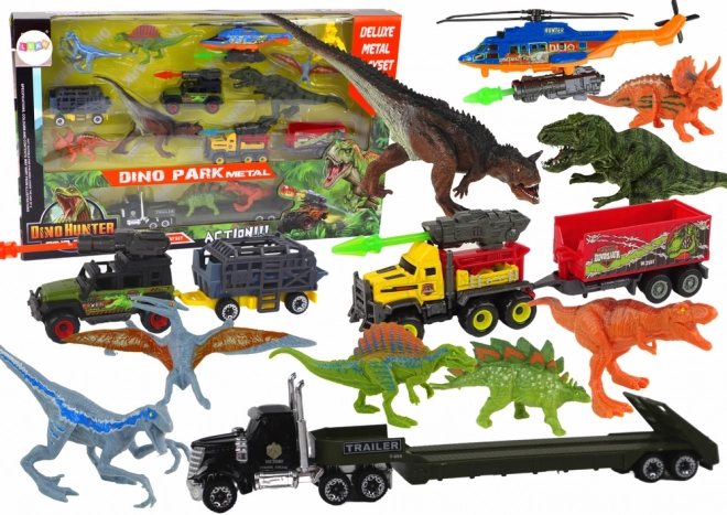 Set de véhicules Grand hélicoptère Dinosaures 8 pcs.