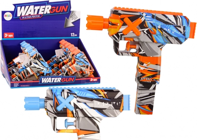 Petit pistolet à eau graffiti – bleu ou orange