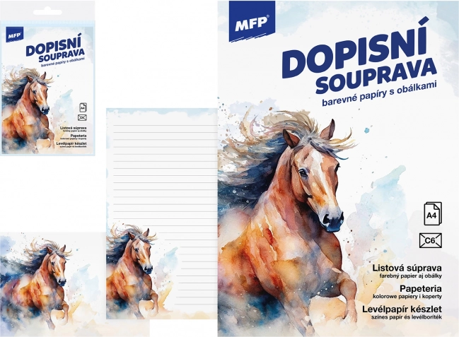 Papier à lettres motif cheval - set coloré