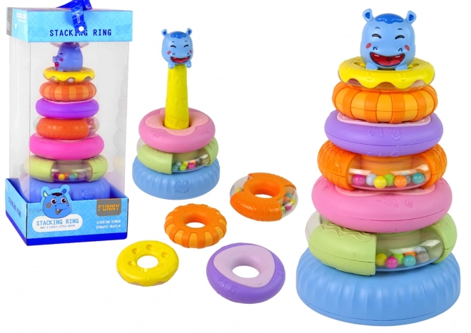 Pyramide éducative avec anneaux colorés / donuts
