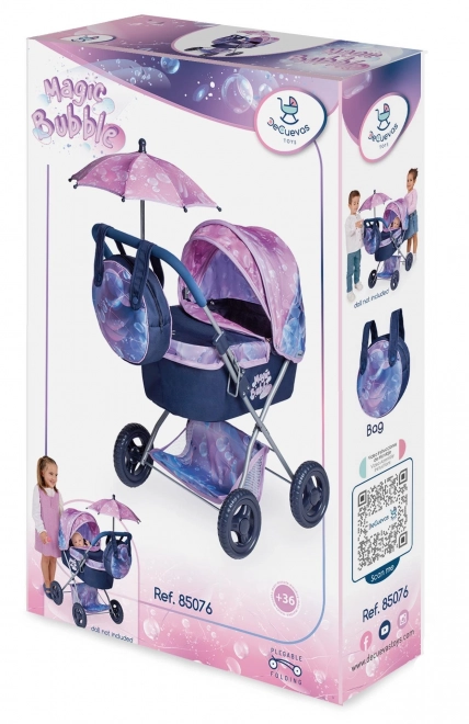 DeCuevas 85076 Poussette pliable pour poupées avec parasol et sac Magic Bubble 2024 - 60 cm