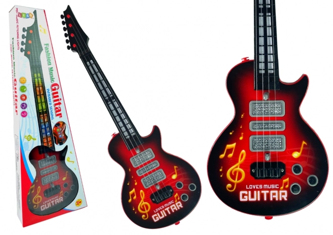 Guitare électrique avec lumières colorées Rouge