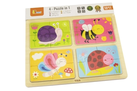 Puzzle en bois 4 en 1 - insectes