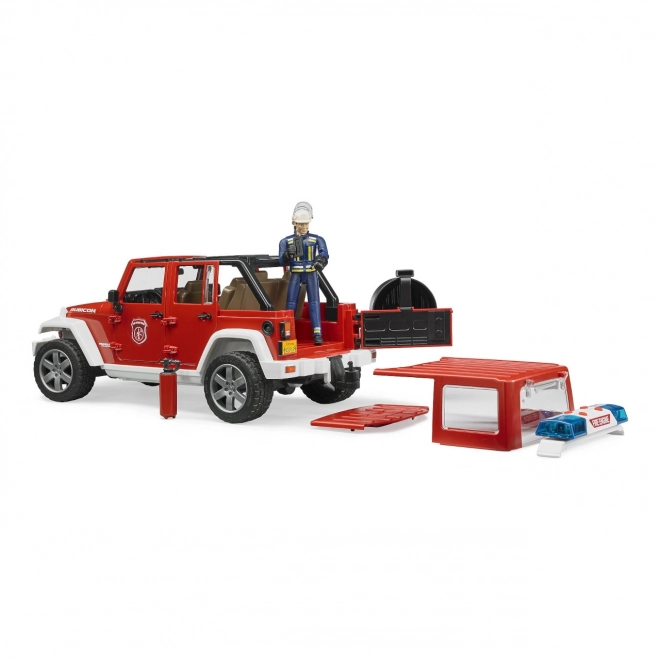Jeep Wrangler de pompier rouge avec figurine et accessoires