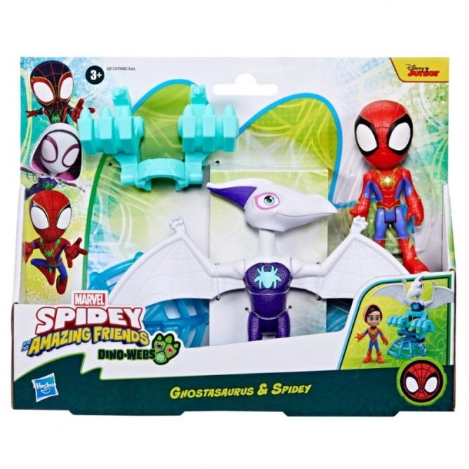 Spider-man spidey et ses amis incroyables figurine avec dinosaure et accessoires