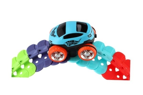 Circuit de course pour enfants avec pièces interchangeables et petite voiture lumineuse