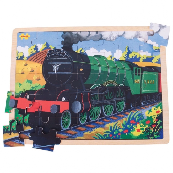 Bigjigs Toys Puzzle en bois train historique Flying Scotsman 35 pièces