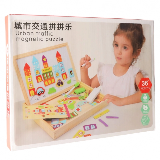 Tableau magnétique en bois - ville