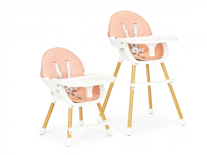 Ecotoys Chaise Haute 2 en 1 Rose