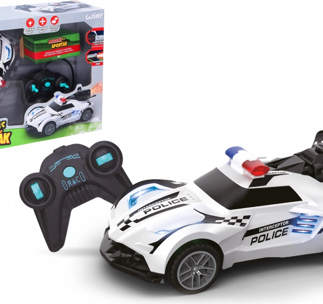 Voiture de police RC illuminée et fumante à télécommande 18 cm - Emballage français