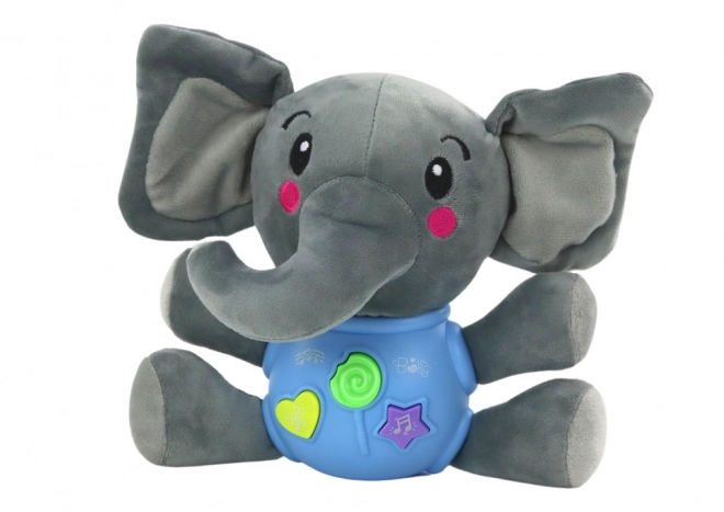 Éléphant en peluche interactif bleu musical 19 cm