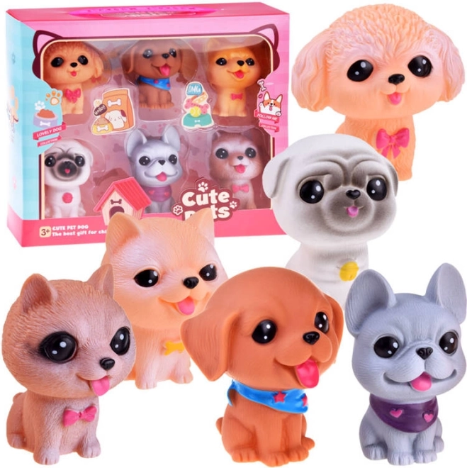 Ensemble de 6 figurines en caoutchouc chiots