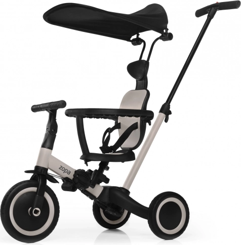 Tricycle évolutif pour enfants Zopa Razor Pro 6-en-1 Ivory Beige avec barre de guidage