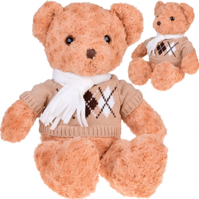 Ours en peluche doux avec pull et écharpe, 60 cm