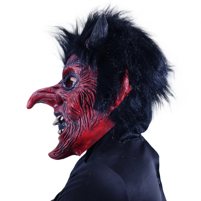 Masque de diable avec cheveux pour adulte