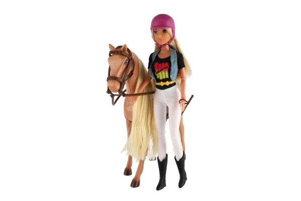 Cheval à bascule + Poupée cavalière Anlily articulée plastique avec accessoires dans une boîte 32x36x11cm