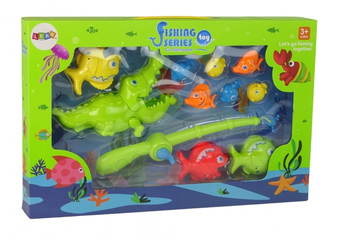 Jeu d'adresse : Ensemble de pêche avec canne, crocodile et poissons