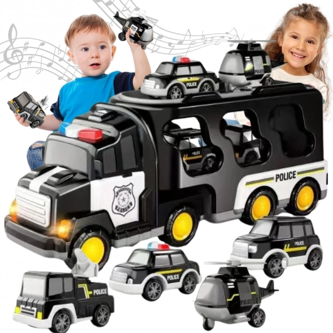 Camion de remorquage policier Woopie avec un ensemble de 5 véhicules