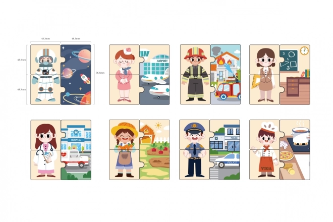 Puzzles en bois correspondant aux professions