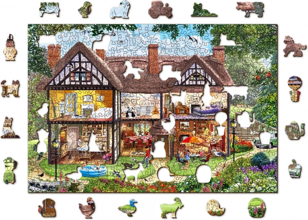Puzzle en bois recto-verso Maison d’été 2-en-1, 505 pièces