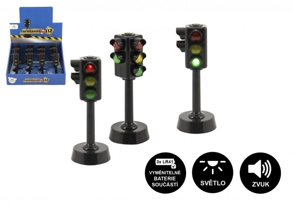 Feu tricolore fonctionnel avec effets lumineux et sonores - 12 cm