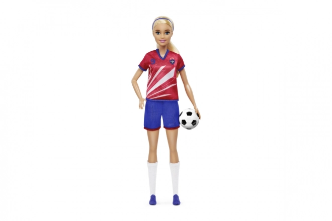 Barbie poupée de football en maillot rouge