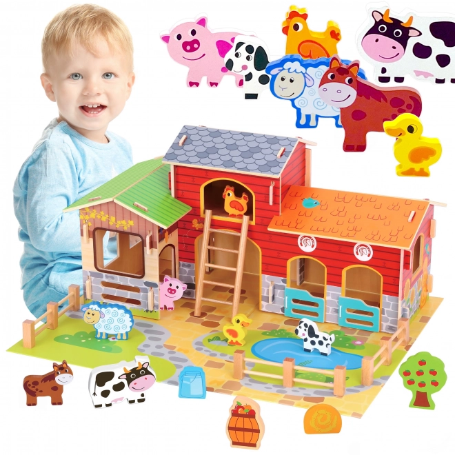 Mega Ferme figurines d'animaux étable et poulailler 18 pcs