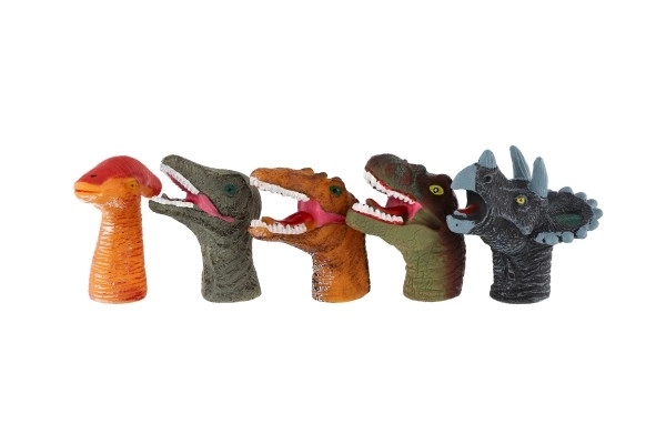 Dinosaures à doigt 5 pièces en gomme 6cm sur carte 16,5x20cm