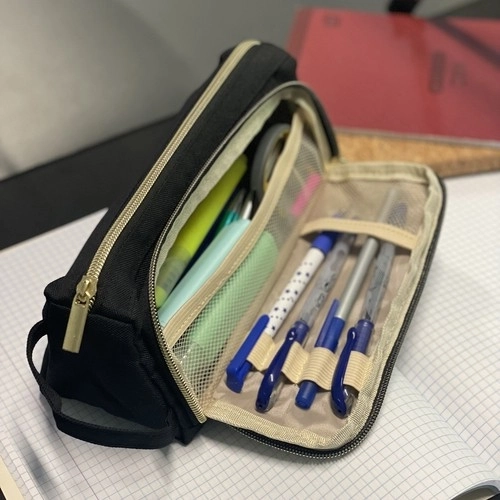 Trousse noire Maaleo à deux compartiments dépliante